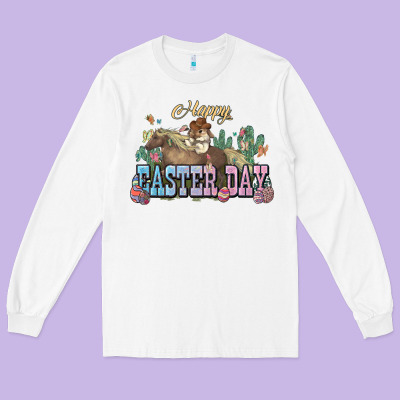 Happy Easter Day Rodeo Long Sleeve Tee Designed By Howdyjamesfarm