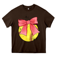 Chocolate Brown coquette softball bow Heavy Core Tee - JahusDesignShop