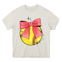 Cream coquette softball bow Heavy Core Tee - JahusDesignShop