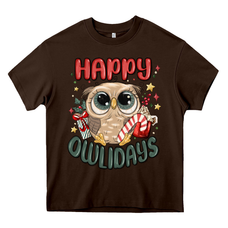 Happy Owlidays Heavy Core Tee by MaliasSmallBusiness | Teevron