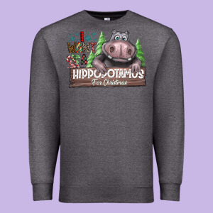 I Want A Hippopotamus For Christmas Premium Sweatshirt Designed By Cowhidedigitalart