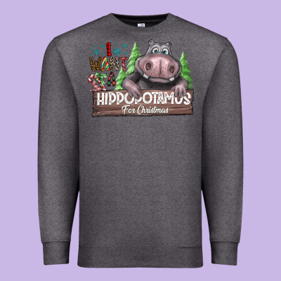 I Want A Hippopotamus For Christmas Premium Sweatshirt Designed By Cowhidedigitalart