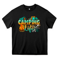 Black camping life Heavy Core Tee - NancyCooperArtShop