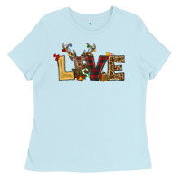 Baby Blue christmas reindeer love Ladies Tee - RanaPortraitStore