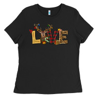 Black christmas reindeer love Ladies Tee - RanaPortraitStore