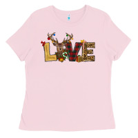 Bubblegum Pink christmas reindeer love Ladies Tee - RanaPortraitStore