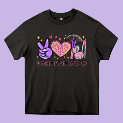 Peace Love Make Up Heavy Core Tee Designed By Maliassmallbusiness