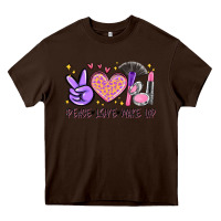 Chocolate Brown peace love make up Heavy Core Tee - MaliasSmallBusiness