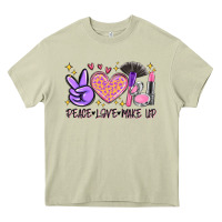 Mossy peace love make up Heavy Core Tee - MaliasSmallBusiness