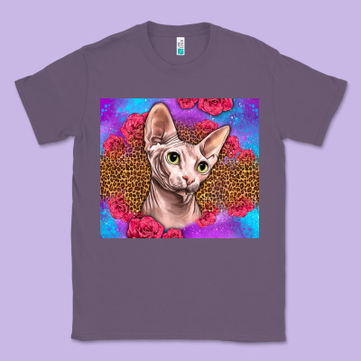 Purple Glitter Roses Sphynx Cat Classic Tee Designed By Lillyallendesigns