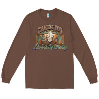 Chestnut Chasin you like a shot of whiskey bull skull Long Sleeve Tee - HowdyJamesFarm