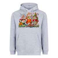 Heather Grey Hallothanksmas Gnome Coffee Cups Heavyweight Hoodie - CowhideDigitalArt