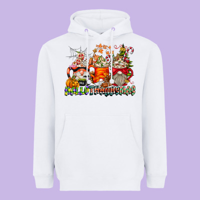 Hallothanksmas Gnome Coffee Cups Heavyweight Hoodie Designed By Cowhidedigitalart