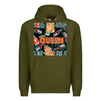Army Green nail queen hand and polish with lights and leopard seamless pattern bb Premium Hoodie - BundleAndBundleShop