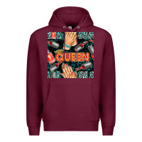 Burgundy nail queen hand and polish with lights and leopard seamless pattern bb Premium Hoodie - BundleAndBundleShop