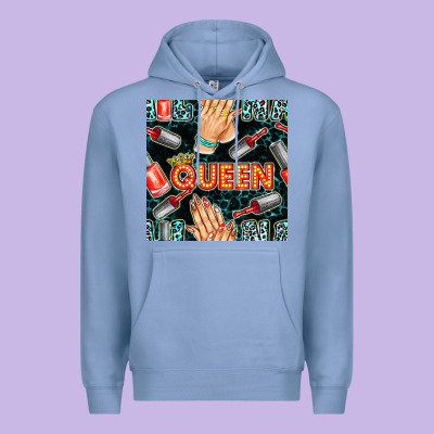Nail Queen Hand And Polish With Lights And Leopard Seamless Pattern Bb Premium Hoodie Designed By Bundleandbundleshop