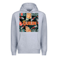 Heather Grey nail queen hand and polish with lights and leopard seamless pattern bb Premium Hoodie - BundleAndBundleShop