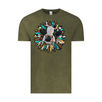 Vintage Olive baby cow with sunflower Vintage Tee - RanaPortraitStore