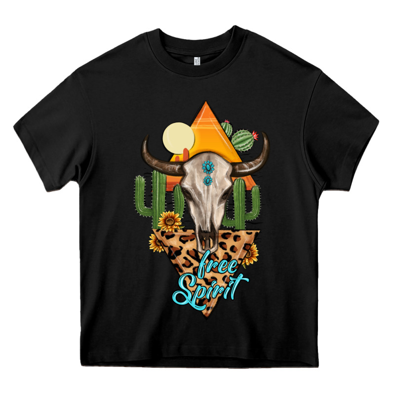 Free Spirit Bull Skull Heavy Core Tee by MaliasSmallBusiness | Teevron