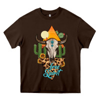 Chocolate Brown free spirit bull skull Heavy Core Tee - MaliasSmallBusiness