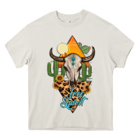 Cream free spirit bull skull Heavy Core Tee - MaliasSmallBusiness