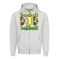 Dove Grey Baseball Dad Softball Zipper Hoodie - BundleAndBundleShop