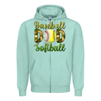 Seafoam Baseball Dad Softball Zipper Hoodie - BundleAndBundleShop