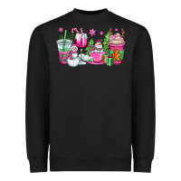 Black pink christmas snowman coffee cups Heavyweight Sweatshirt - OliviaCreatesArt