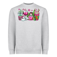 Heather Grey pink christmas snowman coffee cups Heavyweight Sweatshirt - OliviaCreatesArt