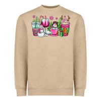 Mushroom pink christmas snowman coffee cups Heavyweight Sweatshirt - OliviaCreatesArt