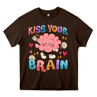 Chocolate Brown kiss your brain Heavy Core Tee - MaliasSmallBusiness