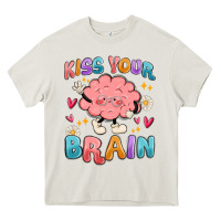 Cream kiss your brain Heavy Core Tee - MaliasSmallBusiness