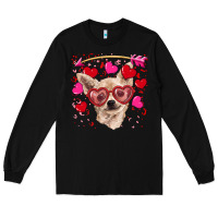 Black valentine's day  chihuahua Long Sleeve Tee - RanaPortraitStore