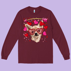 Valentine's Day  Chihuahua Long Sleeve Tee Designed By Ranaportraitstore