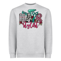 Heather Grey hair stylist Heavyweight Sweatshirt - OliviaCreatesArt