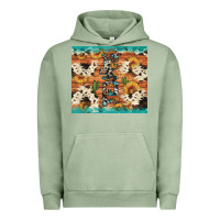 Pigment Oil Green texas sunflower cactus cowhide Urban Hoodie - Artiststas