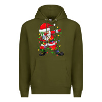 Army Green Dabbing Santa Christmas Tree Lights Premium Hoodie - tuanDangUi