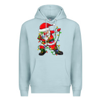 Blue Mist Dabbing Santa Christmas Tree Lights Premium Hoodie - tuanDangUi