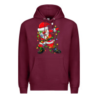 Burgundy Dabbing Santa Christmas Tree Lights Premium Hoodie - tuanDangUi