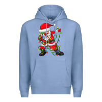 Colony Blue Dabbing Santa Christmas Tree Lights Premium Hoodie - tuanDangUi