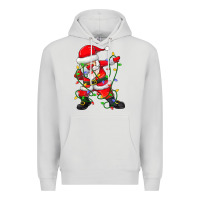 Dove Grey Dabbing Santa Christmas Tree Lights Premium Hoodie - tuanDangUi