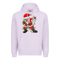 Lilac Dabbing Santa Christmas Tree Lights Premium Hoodie - tuanDangUi