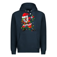 Navy Dabbing Santa Christmas Tree Lights Premium Hoodie - tuanDangUi