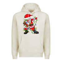 Oatmeal Heather Dabbing Santa Christmas Tree Lights Premium Hoodie - tuanDangUi