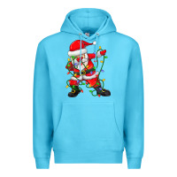 Ocean Blue Dabbing Santa Christmas Tree Lights Premium Hoodie - tuanDangUi