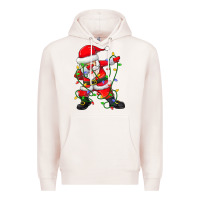 Pale Pink Dabbing Santa Christmas Tree Lights Premium Hoodie - tuanDangUi