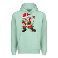 Seafoam Dabbing Santa Christmas Tree Lights Premium Hoodie - tuanDangUi
