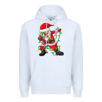White Dabbing Santa Christmas Tree Lights Premium Hoodie - tuanDangUi