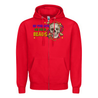 Red on tuesdays we wear beads skull Zipper Hoodie - FaDigitalArtStudio