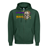 Sports Green on tuesdays we wear beads skull Zipper Hoodie - FaDigitalArtStudio
